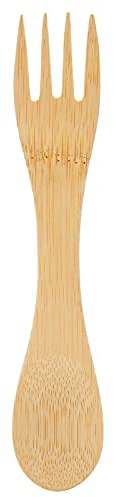 OVAQUIXI Tenedor de Cuchara de Madera, Cubiertos de bambú, Utensilios Ligeros para Ensalada, Pasta, Parrilla, Fideos de Frutas (Una longitud total 16,8 cuchara ancho 3 tenedor)