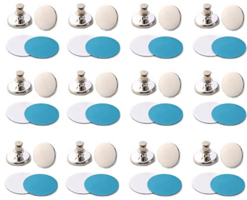 Juego de 24 botones magnéticos para cortinas, imanes y 24 almohadillas adhesivas para cortina de ducha, cierre magnético, evita fugas de luz y fugas de agua en el cuarto de baño