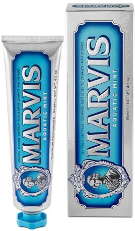 Marvis Aquatic Mint Toothpaste, 85 ml, Sensational Flavoured Toothpaste Helps Remove Plaque & Promote Healthy Gums with Long-Lasting Freshness