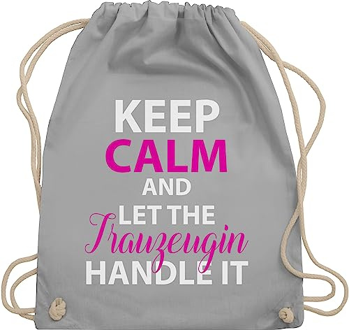 Shirtracer Turnbeutel Rucksack - JGA Junggesellenabschied Frauen - Keep Calm Trauzeugin - Unisize - Hellgrau - geschenk an trauzeugen brauttaschen bachelorette party trauzeuginnen beutel