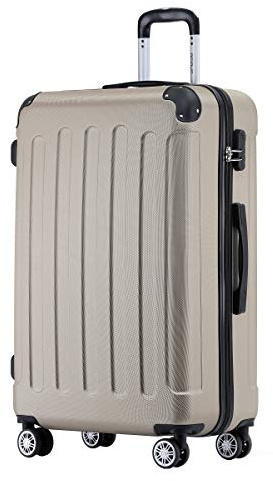 BEIBYE Zwillingsrollen Hardcase Reisekoffer Koffer Trolleys Hartschale in XL-L-M in 14 Farben (Champagner, Mittler Koffer (66cm))