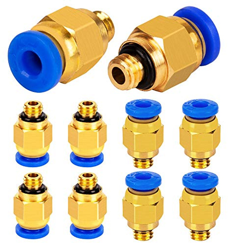 LUTER PC4-M6 Pneumatik-Schnellverbinder (Packung mit 10 Stück), 4mm Gewinde M6 Push-Anschluss für PTFE-Schlauch 3D-Druckeranschluss