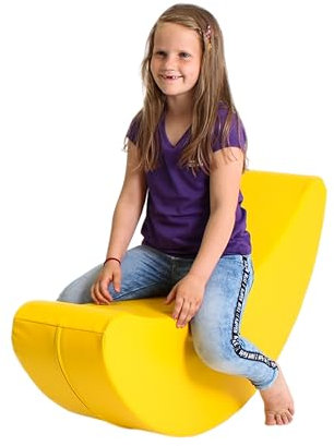 IGLU Soft Play Softbausteine Schaukelpferd Banane Forme Schaukeltier Schaukelspielzeug Kinder Baby Spielzeug (Gelb)