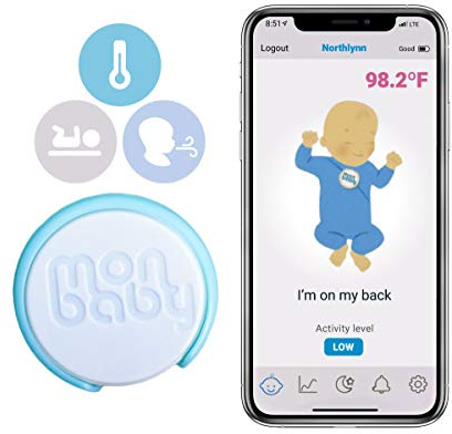 MonBaby smart baby sovmonitor med kroppstemperatur: Andningsbar, rollälskare, kroppstemperaturövervakning för spädbarn: Spåra barnets andning, sovställning och kroppstemperatur. (Ny modell)