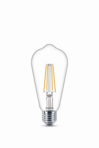 PHILIPS LED Classic E27 Lampe, 60 W, Tropfenform, dimmbar, klar, warmweiß