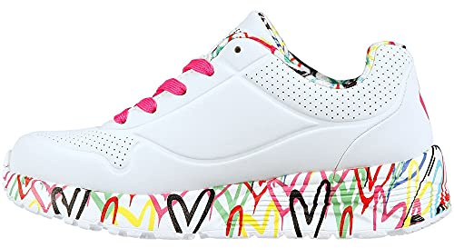 Skechers UNO LITE LOVELY LUV, Zapatillas para Niñas, White Synthetic/H. Pink Trim, 36.5 EU