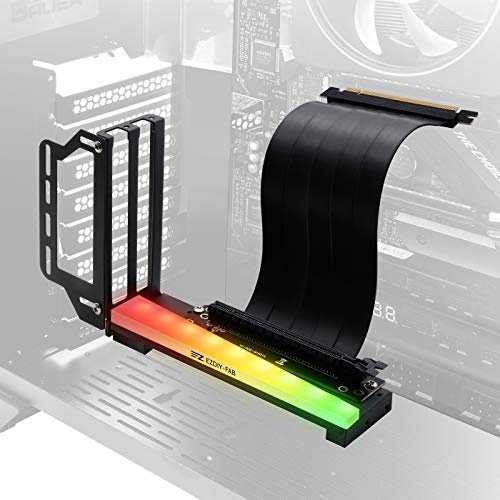 EZDIY-FAB Vertikale Grafikkartenhalterung mit ARGB 5V 3Pin LED, GPU-Halterung, Grafikkarte VGA Support Kit mit PCIE 3.0 Riser Kabel - Schwarz