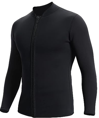 REALON Wetsuits Top Jacket Women Men 2mm Neoprene Long Sleeve Shirt 3mm Front Zipper Vest Wet Suit Keep Warm for Adult Youth Diving Surfing Swimming Water Sports
