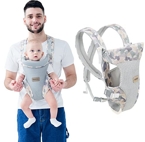 IULONEE Mochila Portabebés, 4 en1 Ergonómica Fulares Porteadores para Bebés Portabebés Infantino Mesh Portabebés Transpirable para 3-36 Meses Gris