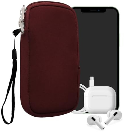 kwmobile Neopren Handytasche für Smartphones L - 6,5 - Handy Tasche mit Reißverschluss - Handyhülle universal Bordeaux Violett