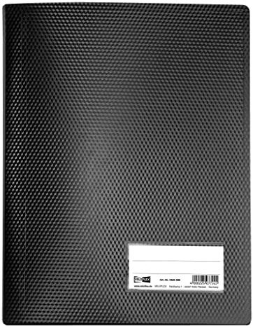 VELOFLEX 4420480 – Visuell bok Diamond DIN A4, med 20 genomskinliga fodral av dokumentäkta PP-film, visningsfönster, svart, presentationsmapp, portfölj mapp, 1 styck