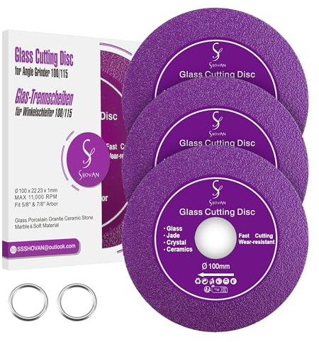 3PCS Disco da taglio per vetro, lama per sega sottile da 4 pollici Lama da taglio disco diamantato per il taglio di vetro, ceramica e marmo per smerigliatrice angolare 100/115 mm