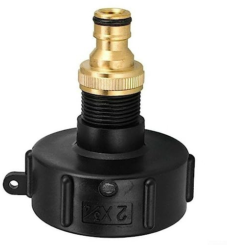 DAZZLEEX IBC Adapter,Water Tank Fitting IBC Tap 3/4in With Outlet Tap Rainwater For 1000L Container Tank Drum S60X6,brass connector