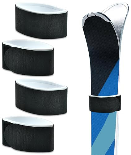 Zecouk Skibänder Verstellbar Ski-Klettband Multifunktion Ski Strap Skier Befestigungsbänder für Snowboard, Skistöcke und Skiausrüstung - Schwarz, 45x5cm