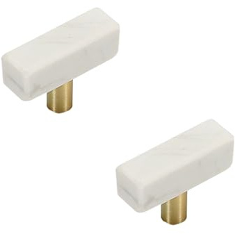 SZLXJMFL Küchengriffe Modern, 2 Stück Schubladengriffe Weiß, Marmor+Aluminiumlegierung | Handpoliert, Lochmitten: 96-128 mm Bügelgriff, Schrankgriffe Mit Befestigungsschrauben-45mm/1.8in