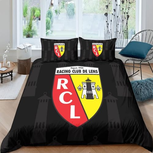 WFKLLL 3D Rc Lens Football Housse De Couette,Club De Football Housse De Couette Douce Parure De Lit,Microfibre Hypoallergique,Adultes Enfants Literie (A, 200x200cm)
