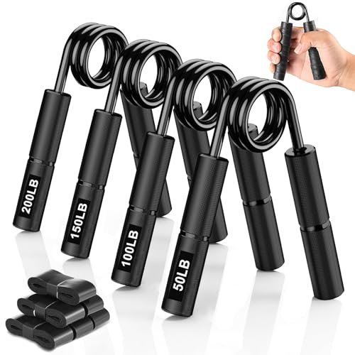 NANSIKE 4er Set Handtrainer Fingertrainer, Widerstand 22.5-90kg Griffkraft Trainer, Rutschfester Griff, für Sportler und Wiederherstellung der Hand