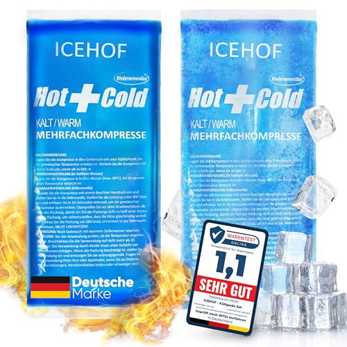 ICEHOF Cuscinetti refrigeranti (2 x grandi) – Moderno gel morbido, lunga durata – confezione refrigerante gel refrigerante – comprime refrigeranti – sacchetti refrigeranti – congelati malleabili