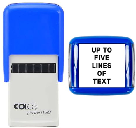 30mm Square - Premium Personalised Custom Made Self-Inking Business Company Address Rubber Ink Stamp (Five Lines of Text)
