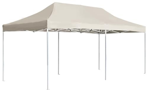 Homgoday Professioneller Faltpavillon aus Aluminium, 6 x 3 m, Creme, Möbel für den Außenbereich, für Garten, Balkon, Terrasse, Gartenpavillon, faltbar,