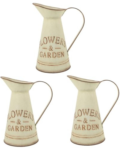 POPETPOP 3pcs Flower Metal Bucket Rustic Planting Pot Metal Flower Vase Perfect for Indoor