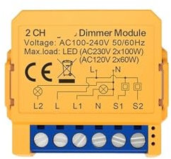 1 Uds interruptor de luz atenuador módulo de interruptor de atenuación inteligente interruptor de luz regulable de 1/2 vías(2 gang)