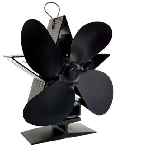 Log Burner Fan, 4 Blade Fireplace Fan, Silent Operation Stove Fan With Overheating for PROTECTION Heat Powered, For Wood, Log Burners, Fireplace(Black)