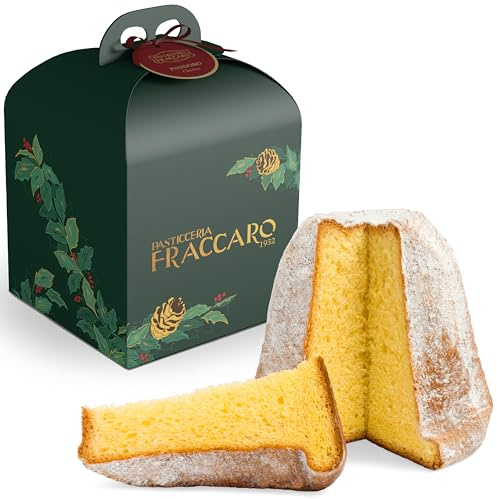 Pandoro Classico, 750 gr. Pasticceria Fraccaro 1932 - Morbido Impasto e Fior di Burro, Delicato Dolce Natalizio di Origine Veronese, Impasto con Lievito Madre, Linea Cupola Regalo - Made in Italy