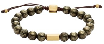 Fossil Herren-Edelstahl-Perlenarmband mit Schieberverschluss