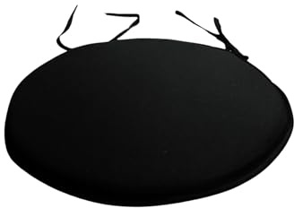 Round Bistro Chair Seat Pad Cushion Waterproof Foam Padding with Ties for Dining Chair Cushions Home Office Shop Bar Stool Indoor Outdoor Patio Garden Furniture Decoration 35CM (Black, Pack of 2)