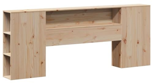 vidaXL Kopfteil, Bettkopfteil mit Stauraum, Freistehend Betthaupt für Holzbett Doppelbett, Holzkopfteil Bettzubehör Schlafzimmer, 200cm Massivholz Kiefer