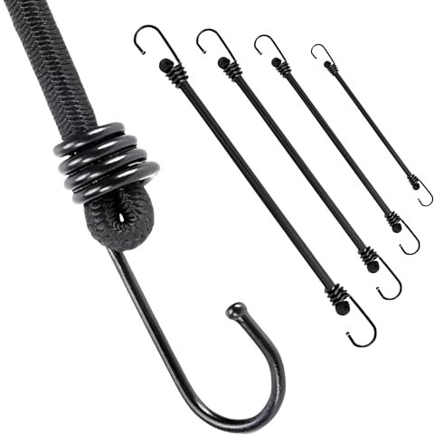 Hawkleb - Lot de 10 tendeurs robustes avec crochets renforcés aux deux extrémités (50 cm) - Lot de 10 - Multi-pack pour extérieur, camping et cargaison - Durable, résistant aux UV, attaches