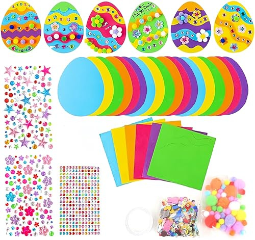 DAHI 18pcs Ostern Bastelset Kinder Osterhase zum Basteln, Ostereier Bastelset, Ostereier Aufkleber Osterdekoration Kreativsets zum Basteln Handarbeit (C)