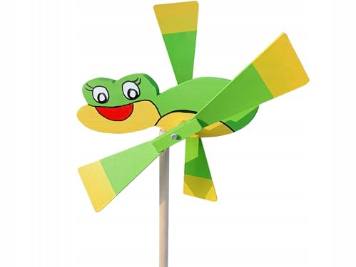 PEEWIT Décoration de jardin de répulsif de grenouille de peur de moulin à vent en bois pour le jardin