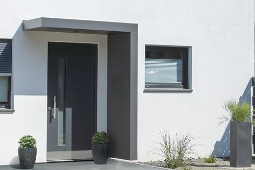 Gutta Rechteckvordach BS Plus 160 mit Seitenteil rechts - Anthrazit mit Melder | Maße: 160 x 90 x 15,5 cm und Seite 220 x 90 x 14,5 (BxTxH)
