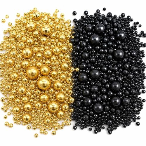 Edible Sprinkles 100g | Edible Sprinkles for Cake Decorating, Cookies & Cupcakes | Edible Black Gold Sprinkles for Wedding, Birthday & Dessert Toppers (BlackGold Pearl)