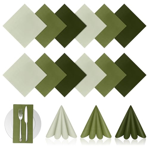 CYZBL 60 Stück Grüne Partyservietten, 33x33cm 2-lagig Papierservietten für Hochzeiten– Weich & Reißfest (Restaurant/Bar) – Hochwertige Partyservietten Öko-Papier für Gastronomie/Events