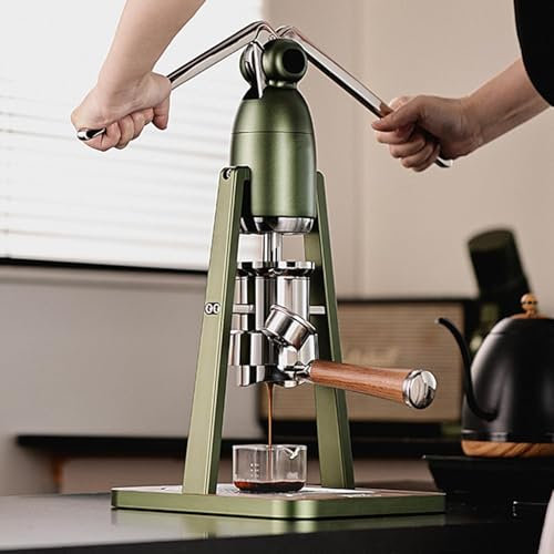 HYYKEJI Espresso-Kaffeemaschine, manuelle Hebel-Espressomaschine, tragbare Hand-Press-Kaffeemaschine, mit Manometer, Extraktionsdruck 0Bar-12Bar, für den Heim- und Außengebrauch