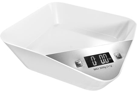 Digital Pet Scale, Kitchen Baking Scales, Electronic Food Dispenser, Detachable Bowl, Precise Measurement, Multifunction Display, Perfect for Cats, Dogs, Kitchen, Baking, Feeding, (ABS)