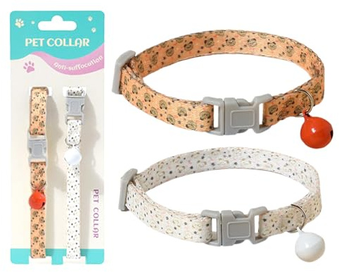2 collares para gatos, collares para gatos con cascabeles, collar ajustable para cachorros, accesorios personalizados para mascotas