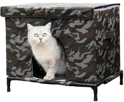 BommFu Outdoor Katzenhaus Wetterfest | Wasserdichtes Katzenzelt - Katzenhaus Für Draußen Mit Erhöhtem Boden Und Transparentem | für Kätzchen Hühner Kaninchen Tiere Winter Außenbereich Terrasse Balkon