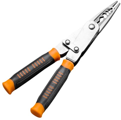 Kabelstrippare - 20,8 cm 2-i-1 verktyg, kabelsaxar | För elarbete, brottprojekt, strippning, pressning, underhåll, reparation, elektriker, hem, garage,