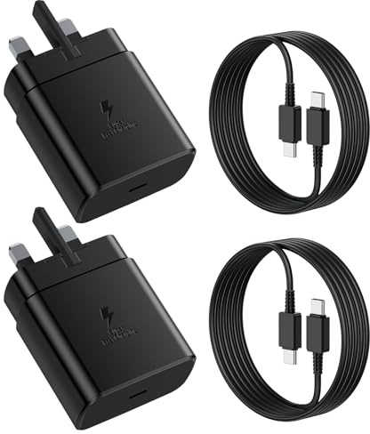 2Pack Samsung Fast Charger, 45W Samsung USB C Charger Plug and Cable 2M for Galaxy S26 S25 Ultra S24 S23 S22 A17 A16 A15 A22 A25 A26 A32 A33 A34 A35 A36 A53 A54 A55 A56, USBC Plug UK Type C Charger