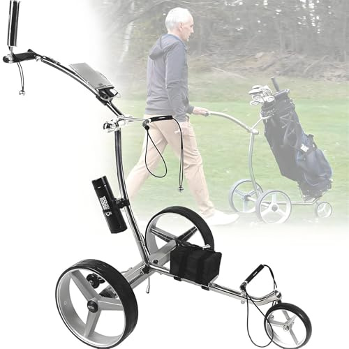 Electric Golf Trolley, Foldable Push Cart with Remote Control, 1500 Life Cycle Lithium Battery, Twin Motors, 12km/h Speed, 30° Climbing Ability