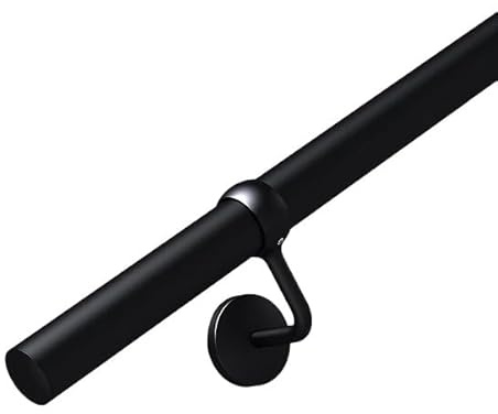 3.6m Banister Stair Handrail Kit – Matt Black Rail & Brackets | Complete Banister Kit, FIRA Tested & BS 6180:2011 Complaint, 10 Year Warranty, Durable Construction, Easy Maintenance
