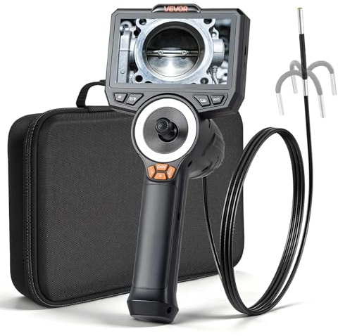 VEVOR 4-Way Articulating Endoscope with Light, 1080P HD Industrial Borescope Inspection Camera with 0.15-inch Ultra Slim Articulated Probe, Flexible Snake Scope Cam for Wall Automotive Inspect-4.9FT