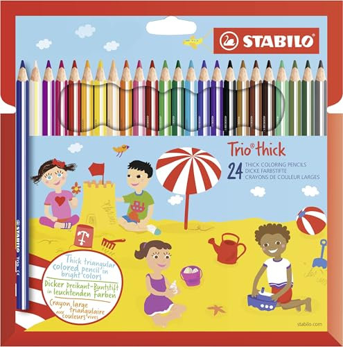 STABILO - Dreikant-Buntstift - Trio dick - 24er Pack - mit 24 verschiedenen Farben