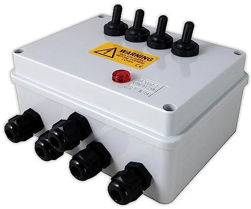 Aquacadabra 4-Way Garden Switch Box Weatherproof for Outdoor Pond Garden Electrics with Neon Indicator: Control Pond Pumps, Lights and Filters Safely