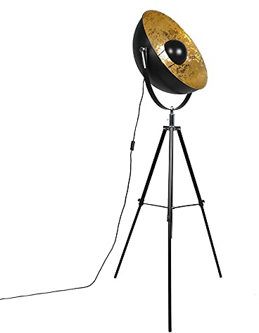 Qazqa Modern Stehleuchte, Stehlampe - Magna Yeyang - Schwarz, Rund, max. 40W, Geeignet für LED, 160cm, Ideal als Wohnzimmerlampe