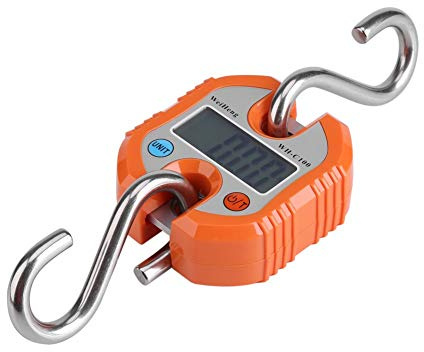 ELECTRONIQUE Elektronische Gepäckwaage Federwaage Digital Tragbar mit LCD Display Haken 150 kg/300LB Orange